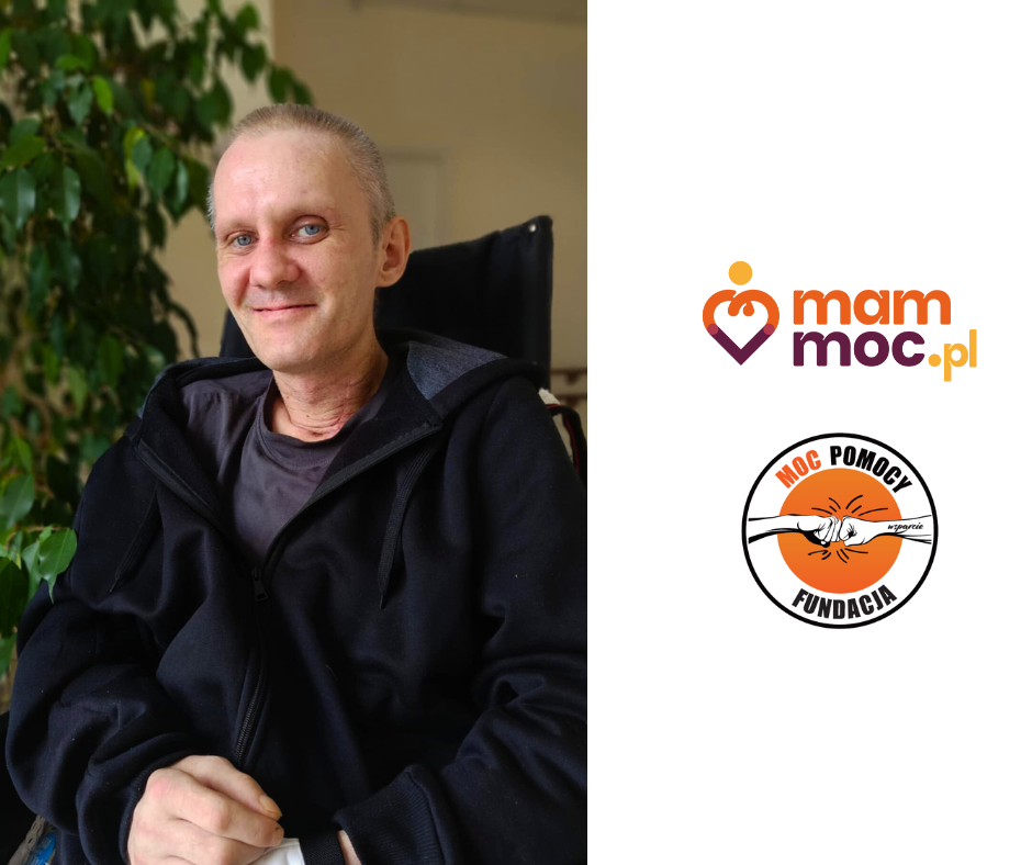 Mężczyzna siedzący na wózku logo dla MAC MAC.