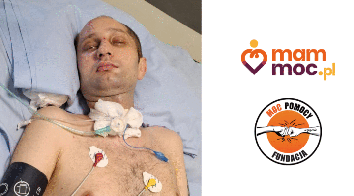 Mężczyzna w szpitalnym łóżku z rurką tlenu przymocowaną do klatki piersiowej.