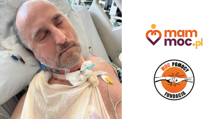 Mężczyzna w łóżku szpitalnym z rurką tlenu w ustach.