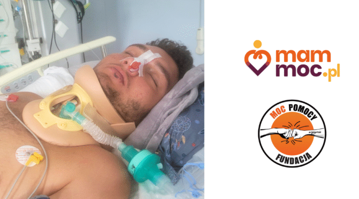 Mężczyzna leżący w szpitalnym łóżku z rurką tlenu.