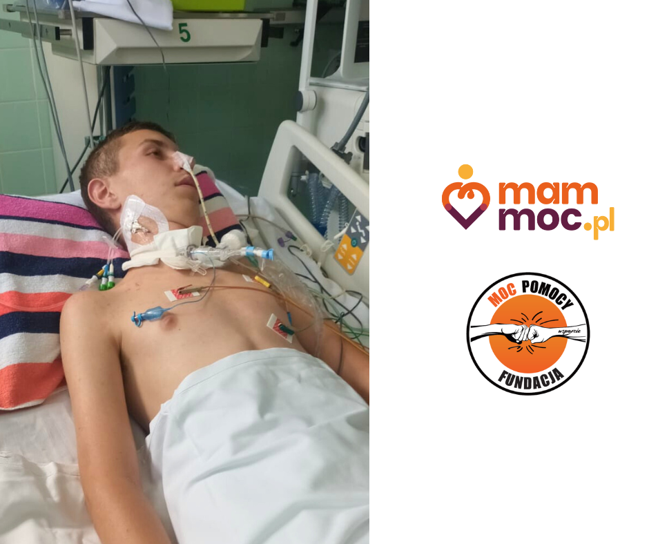 Zdjęcie młodego chłopca w łóżku szpitalnym.