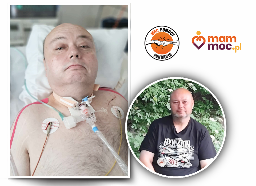 Na pierwszym zdjęciu Mężczyzna jest podpięty do aparatury wspomagającej. Ma otwarte oczy. Na drugim zdjęciu mężczyzna siedzi i się uśmiecha.